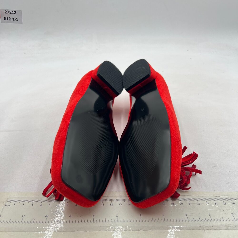 Ydn Red Block Low Heel Loafers Square Toe Tassel … - image 7